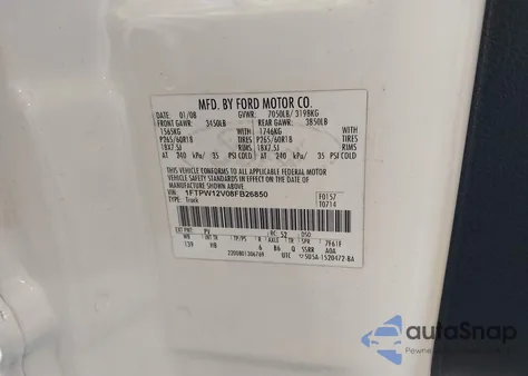 2008 Ford F-150 60Th Anniversary/Fx2/King Ranch/Lariat/Xlt z USA, uszkodzony, nr VIN 1FTPW12V08FB26850